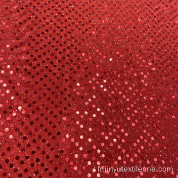 Tissu à paillettes à paillettes rouges pour robe